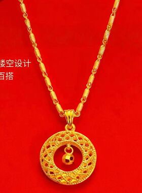 竹节链花丝网格转运珠平安项链