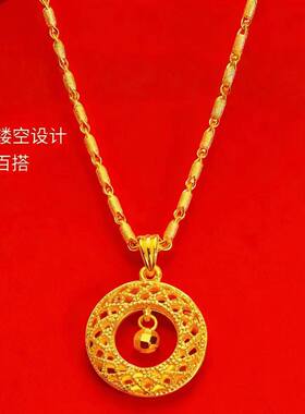 竹节链花丝网格转运珠平安项链