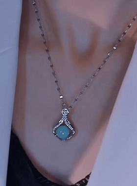 绿色花苞项链温柔气质锁骨链