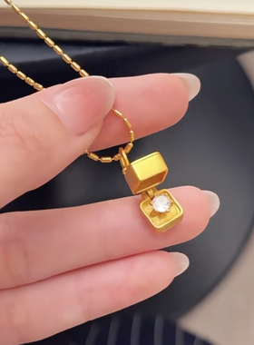 古法镶嵌锆石金色戒指盒玉米链吊