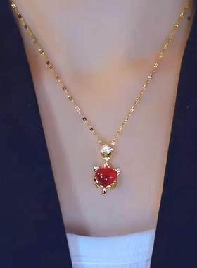 珠珠瓜子链小狐狸项链红色气质