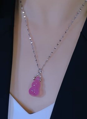 新中式紫色玉髓立体葫芦项链女气质锁骨链吊坠轻奢小众颈链饰品