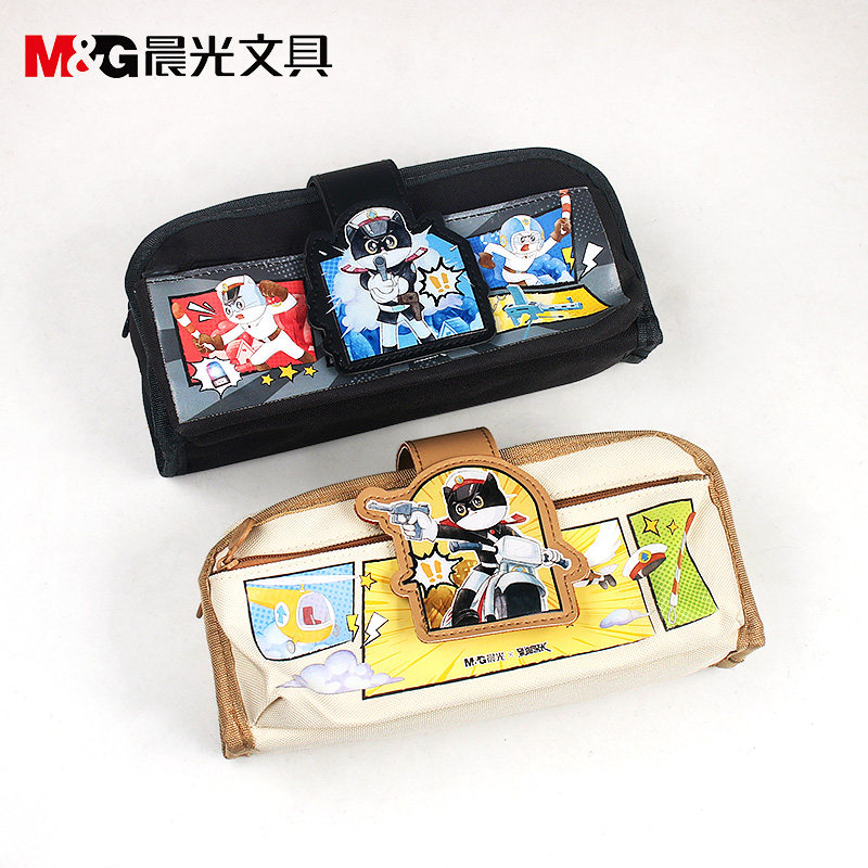 晨光笔袋黑猫警长笔盒袋鼠包加长款笔袋可收纳直尺橡皮头铅笔牛津布可爱萌宠大容量收纳袋铅笔袋文具932RS