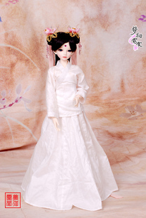 独家制作唐装古装娃娃汉服3分4分BJD大女娃薄棉中衣下裙2件套定做