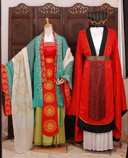 私家绣花高档唐装汉服之唐制男女婚服钗钿礼衣-设计定做