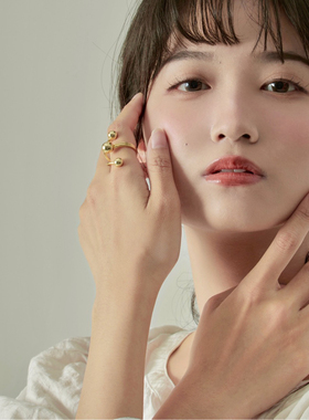 麻烦了小姐小众设计镀金铜戒指