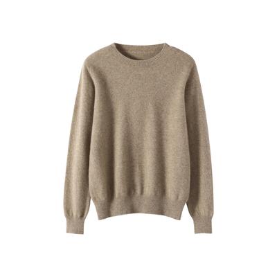 日常百搭100%纯山羊绒衫圆领女士纯色套头长袖羊绒内搭毛衣