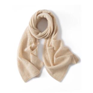 秋冬新款100%纯山羊绒围巾女高档镂空围脖披肩两用保暖纯色百搭