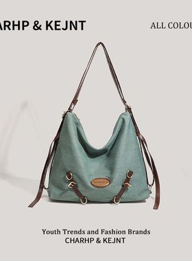 CHARHP&KEJNT慵懒风单肩斜挎包2025新款大容量多功能百搭双肩包女