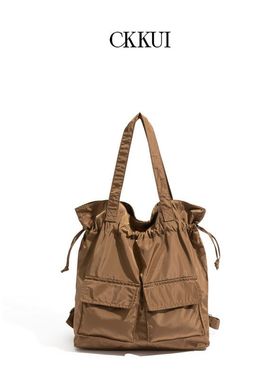 CK日系工装小众尼龙帆布包包2025年新款高级感机能风单肩妈咪包