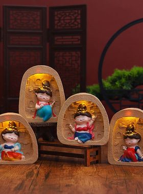 国潮敦煌壁画冰箱贴莫高窟福禧守护者磁贴家居装饰文创贴复古壁画