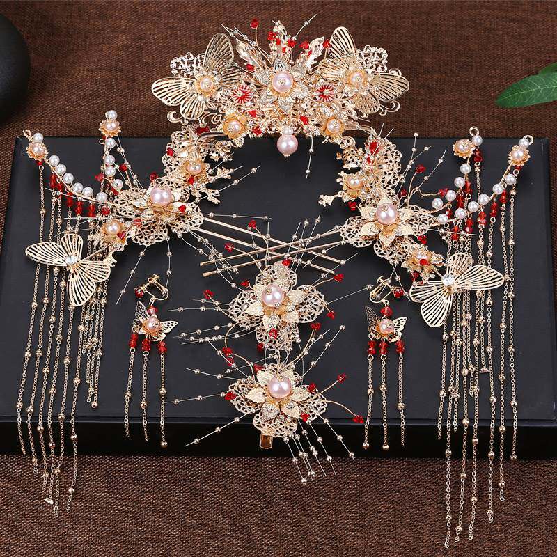 2023新款新娘秀禾头饰古风汉服头发饰全套装古典气质流苏步摇发钗