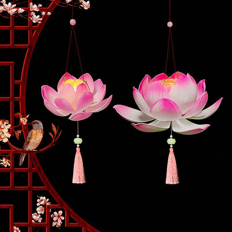 手提荷花灯放灯行花灯古风莲花灯笼汉服舞蹈走秀道具古典舞莲花灯