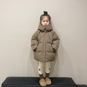 女童羽绒服外套2022冬季韩国童装男女童加厚白鸭绒连帽羽绒服外套