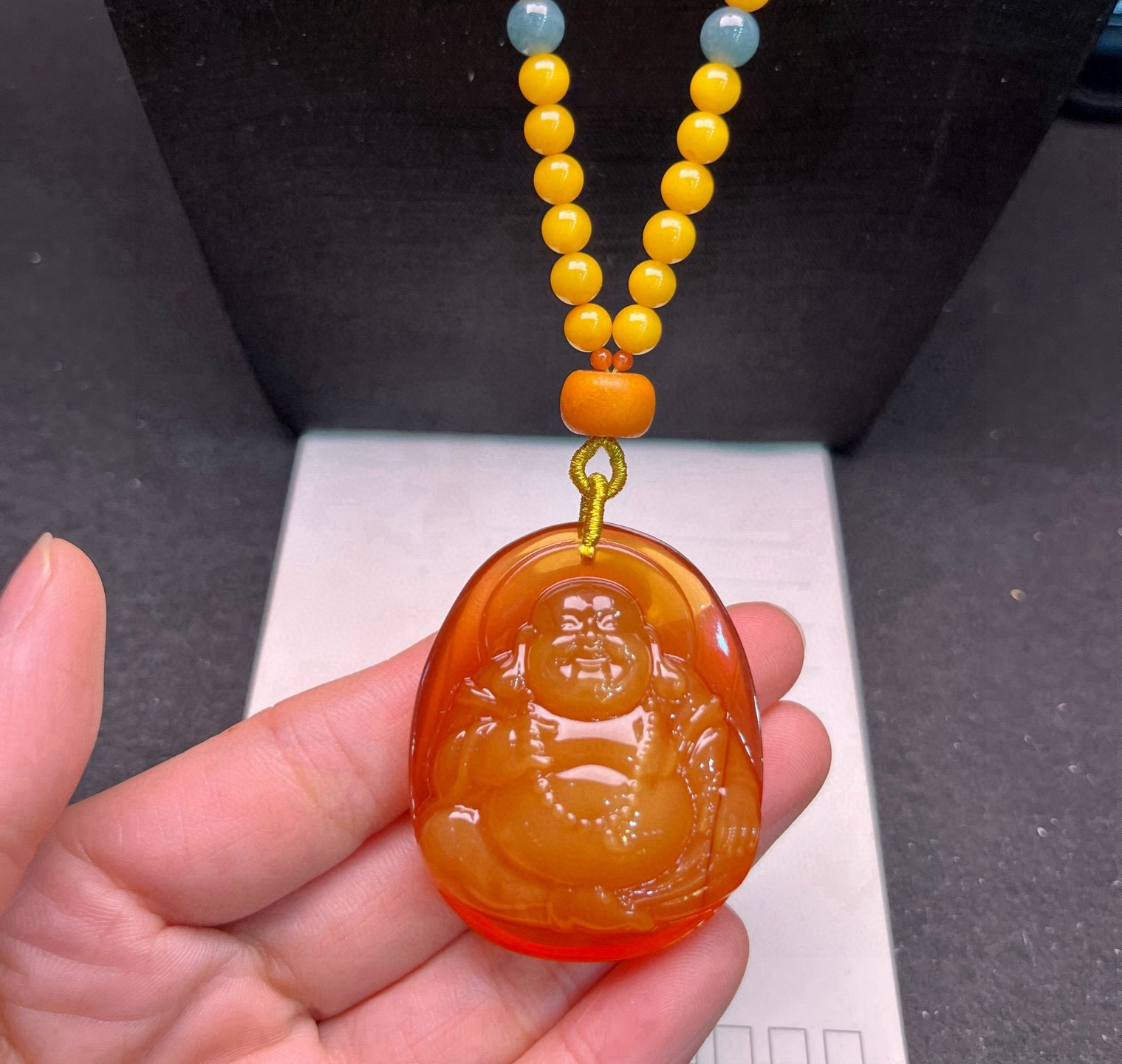 天然蜜蜡弥勒佛吊坠