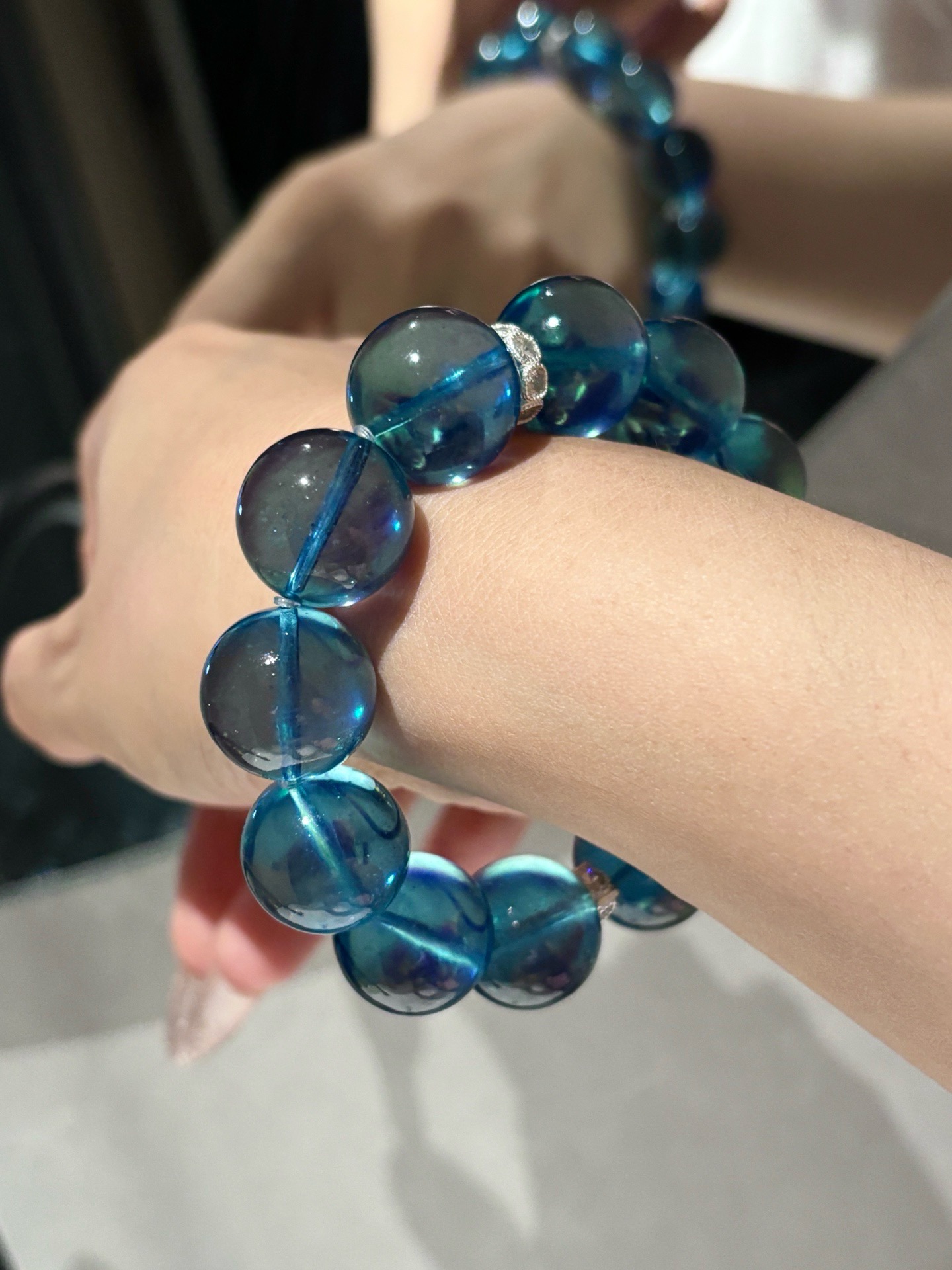 天然海篮板大颗粒手链15.6m