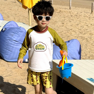 度假游泳装 儿童泳衣男童分体夏季 长袖 中小童小男孩泳裤 备 2026新款