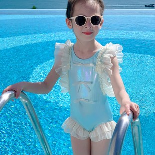 宝宝速干洋气温泉度假风公主泳装 2025新款 女童花边游泳衣女孩韩版