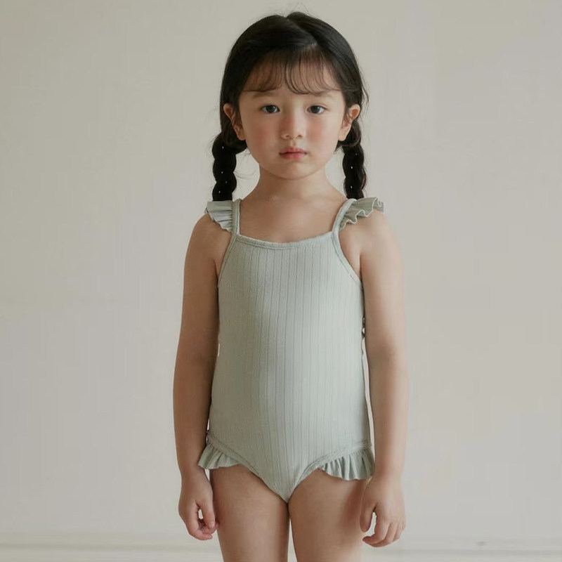儿童泳衣女孩连体韩版ins可爱速干幼童小孩游泳衣简约高级感泳装
