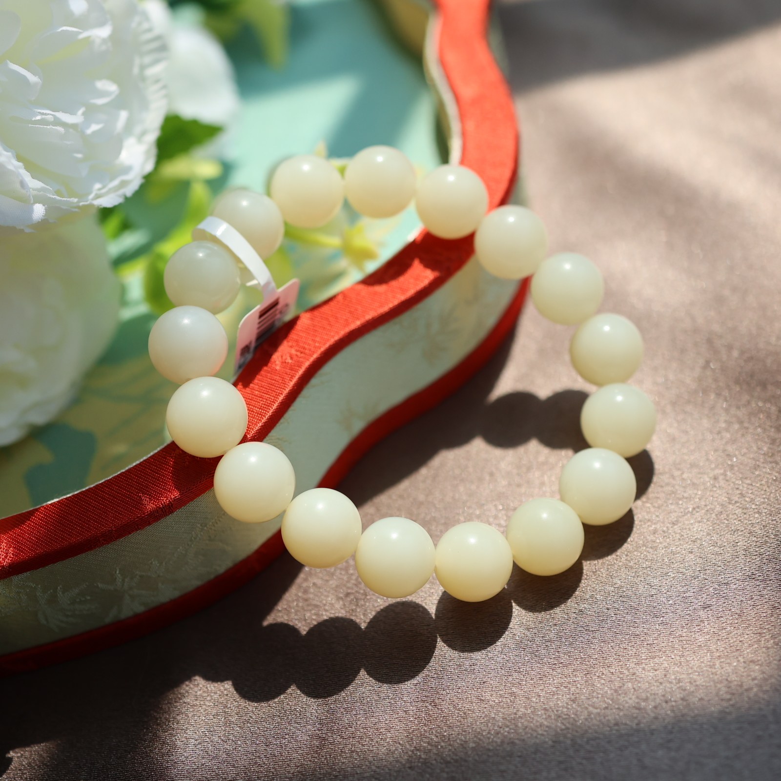 新疆和田玉米达料手串12mm