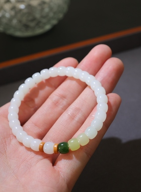 和田玉直切珠手串羊脂白玉