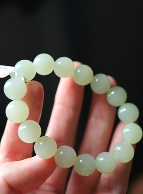 和田玉晴水手串胶感12mm