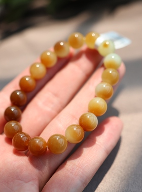 新疆和田玉且末金山糖手串10mm
