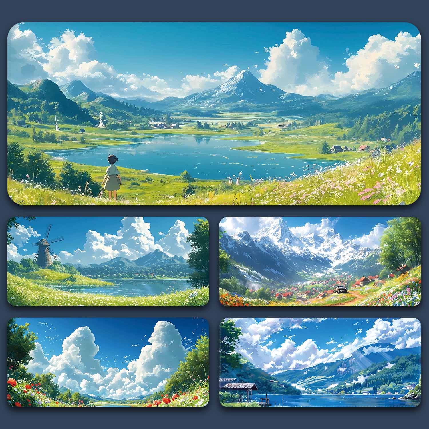 鼠标垫超大治愈风景电脑键盘垫宫崎骏动漫滑鼠垫电竞专用游戏桌垫