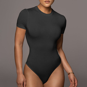 紧身三角连体衣打底衫 2023夏季 上衣潮 欧美短袖 连体裤 新款 休闲女装