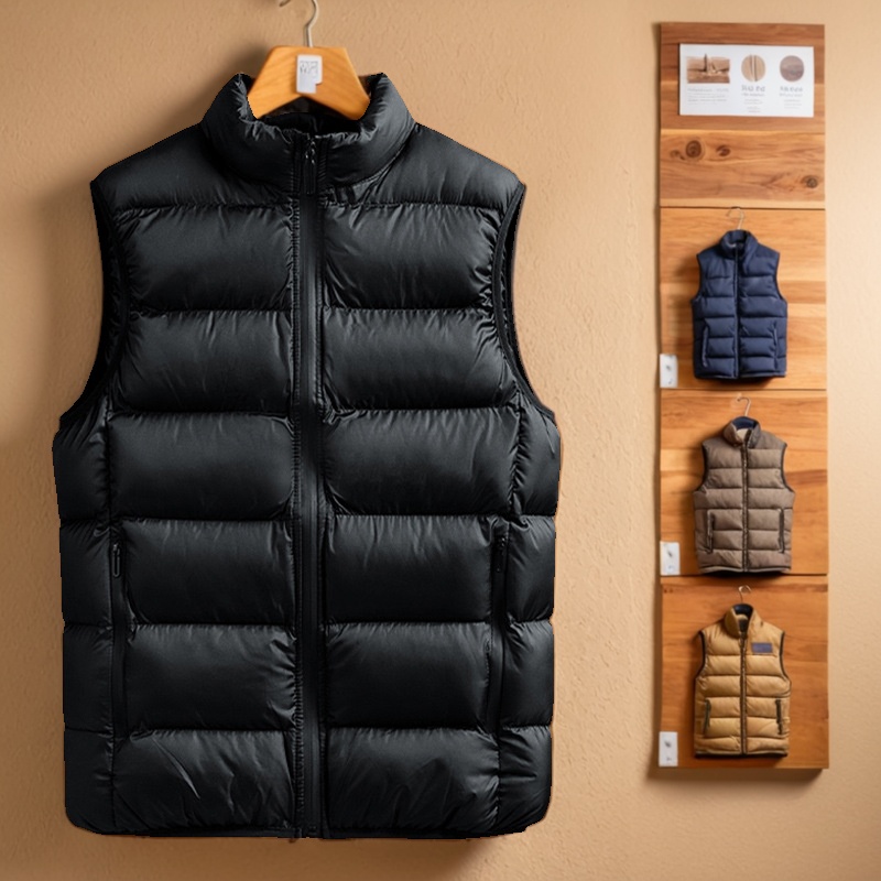 羽绒棉马甲男士纯色立领休闲