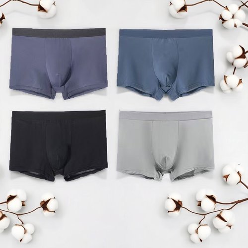 健丹鸟冰丝男士内裤夏季薄透气大码抗菌平角裤四角短裤头一件代发