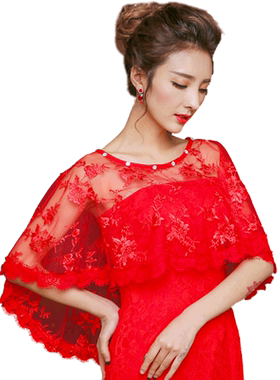 婚纱新娘白色红色礼服小外套披肩