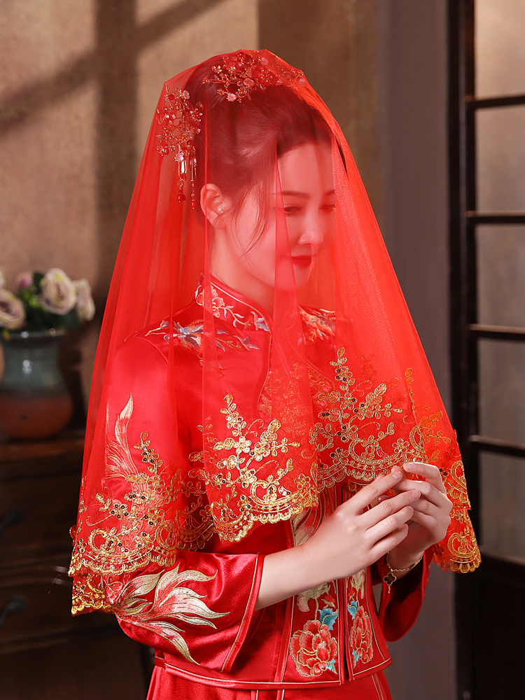 喜之源红盖头新娘结婚红色头纱