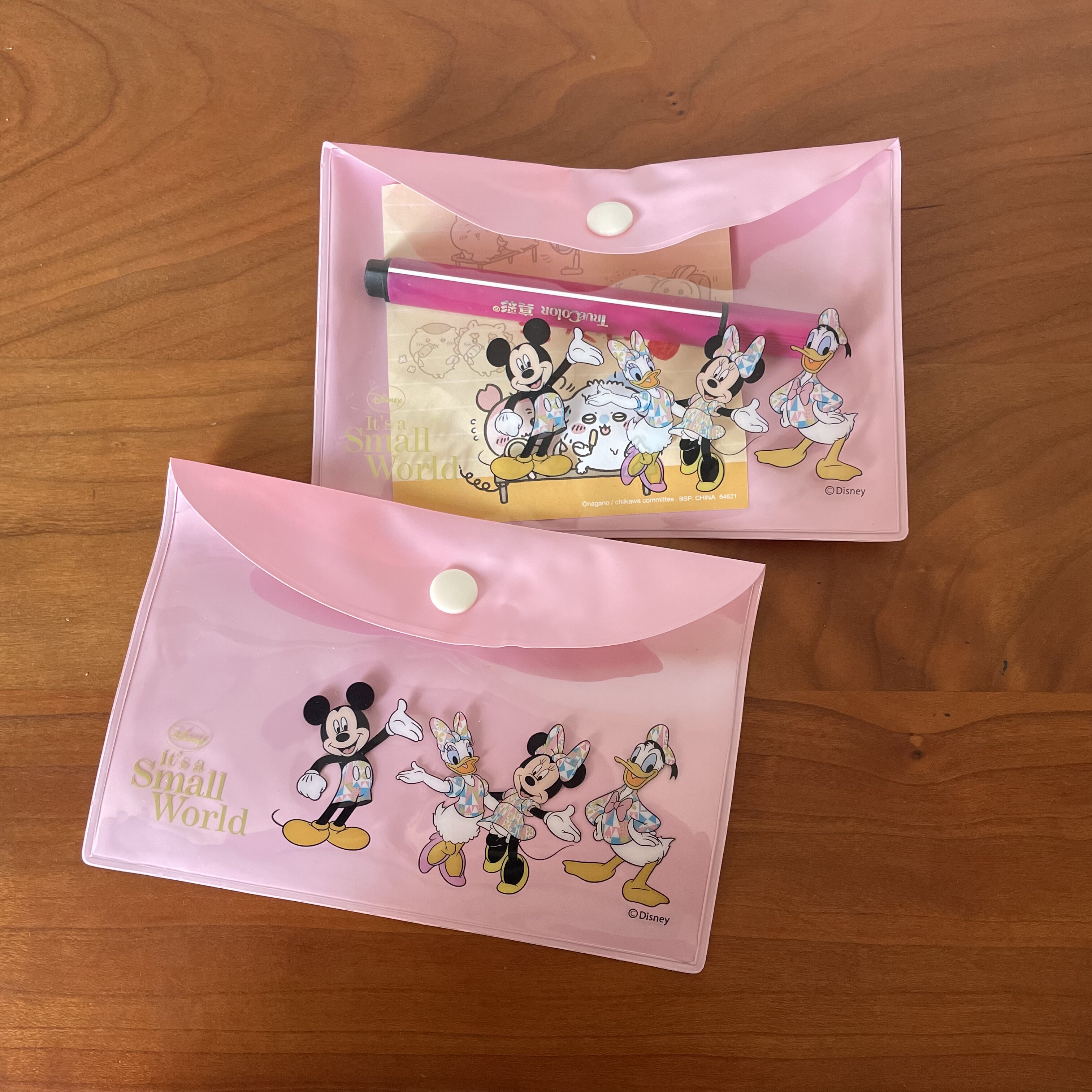 日本正品 摁扣信封防水卡包迪士尼米奇米妮唐老鸭便签票据收纳袋