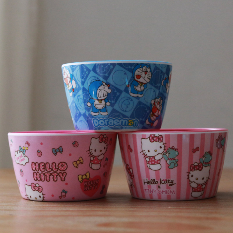 包邮出口日本密胺餐具 HELLOKITTY 叮当猫宝宝防摔儿童点心水果碗