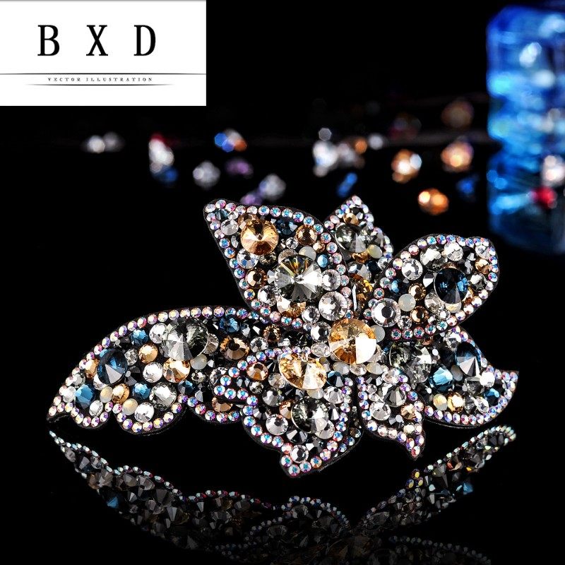 高端定制奢华大气顶夹气质优雅韩国成人发饰施华水晶发夹马尾发卡