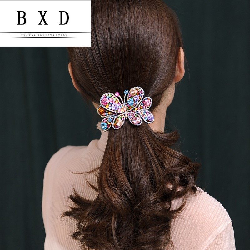 高端定制施华水晶发夹大气奢华顶夹气质优雅韩国成人发饰马尾发卡