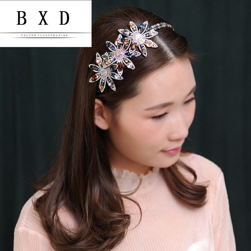 高端定制奥地利施华水晶发箍女简约韩国优雅气质高档宽边头箍发卡