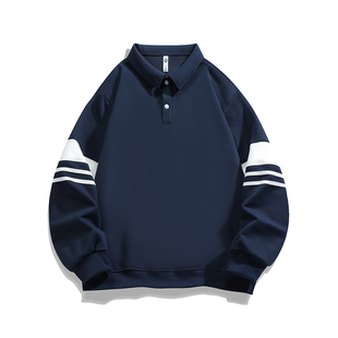 打底衫 POLO衫 潮流拼接翻领秋季 长袖 上衣 男高档休闲时尚