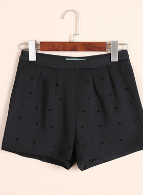 MISSLI系列春秋女装显瘦百搭烫钻休闲裤短裤学院风百搭韩版阔腿裤