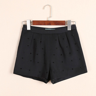 MISSLI系列春秋女装显瘦百搭烫钻休闲裤短裤学院风百搭韩版阔腿裤