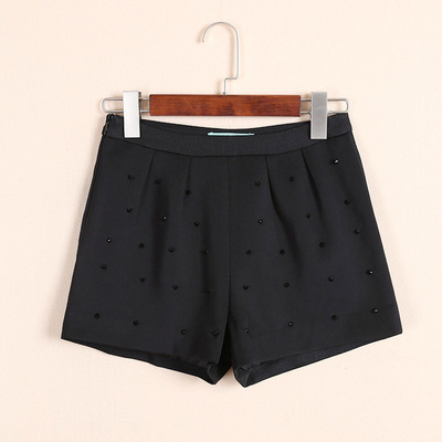 MISSLI系列春秋女装显瘦百搭烫钻休闲裤短裤学院风百搭韩版阔腿裤