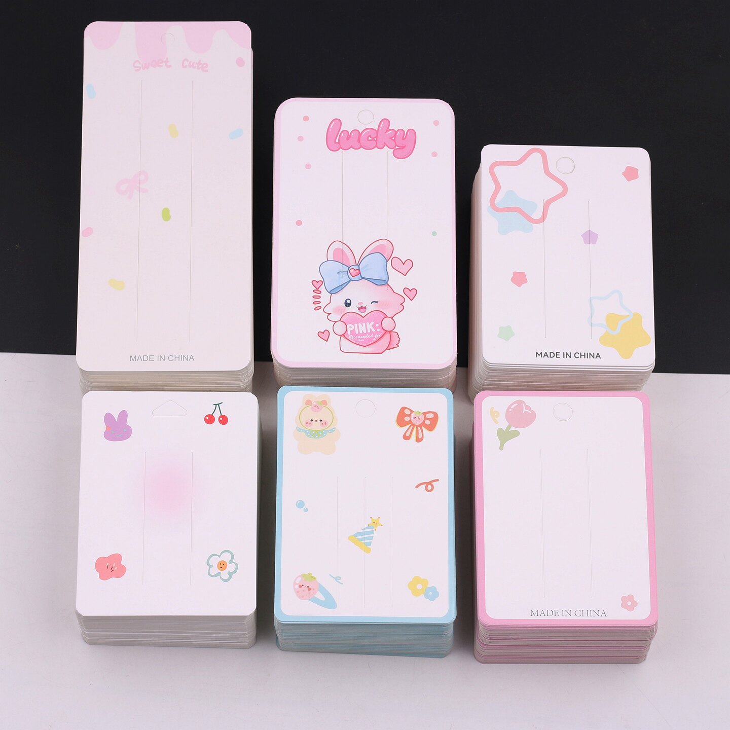 可爱卡通发饰包装卡片DIY手工饰品包装纸卡彩色萌系纸质卡片吊牌