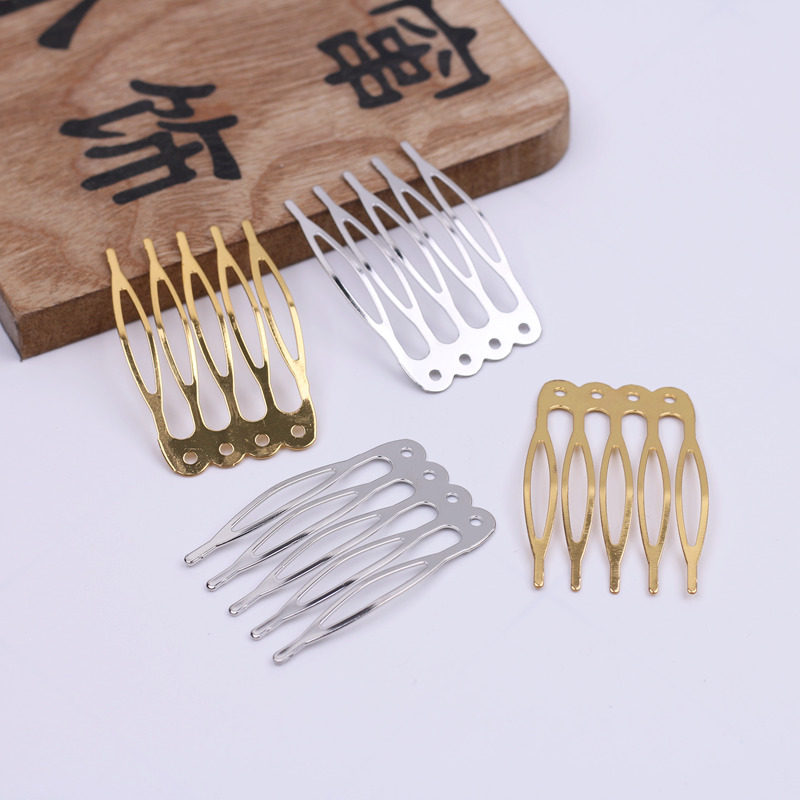 发梳插梳带孔五齿金属插梳发卡梳子diy手工制作发冠饰品配件材料