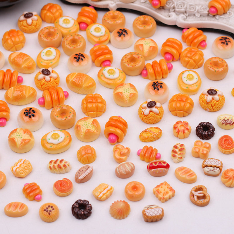 迷你微缩食玩仿真面包薯条曲奇饼干diy奶油胶树脂配件发饰品材料