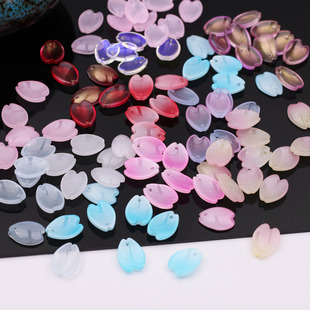50颗樱花捷克琉璃花瓣水晶玻璃 diy古风发饰步摇细工发簪材料配件
