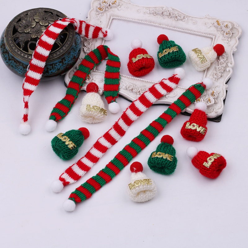 圣诞节迷你毛线小帽子红酒diy