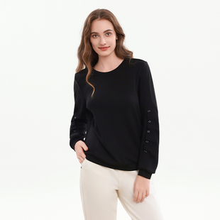 T恤女宽松褶袖 Gitti 长袖 显瘦圆领大码 休闲上衣G255204 吉蒂秋款