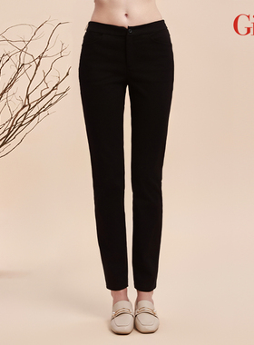 Gitti/吉蒂秋款通勤百搭休闲裤女简约大码棉微弹长裤G245265