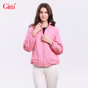 Gitti/吉蒂立领插肩袖休闲外套女修身夹克衫G255387